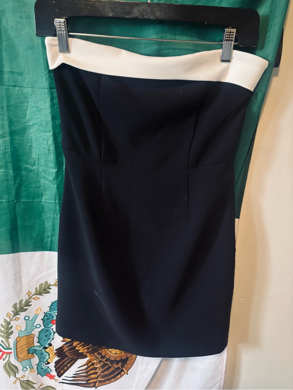 Edikted Black Strapless Dress with White Band